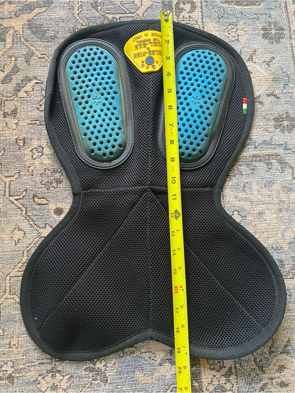Gel Eze Black Mesh Seat Cushion with Blue Gel half pad horse saddle